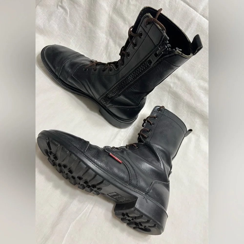 BURGAN Combat Jump Boot Side Zipper Unisex High Lace Up Military Paratrooper